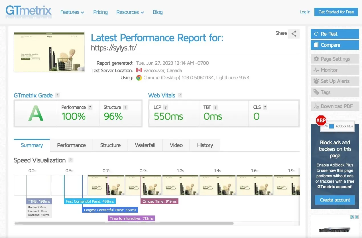 GTMetrix Score